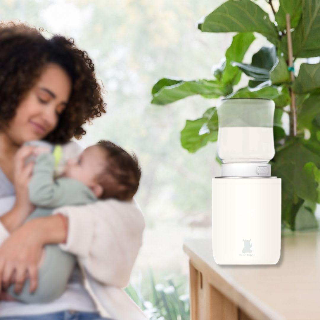 Hello Hippo - Scaldabiberon compatto e portatile: USB-C ricaricabile, anti-perdita, compatibile con Philips Avent, MAM, NUK | 4 temperature regolabili | Riscaldamento rapido ed efficiente