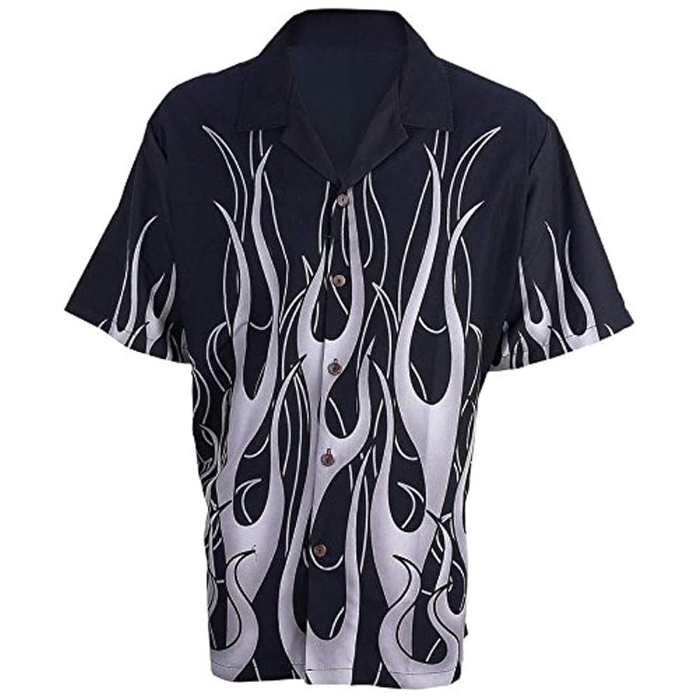 Amazon.com: Button-Down Flame Twill Shirt Black with Orange