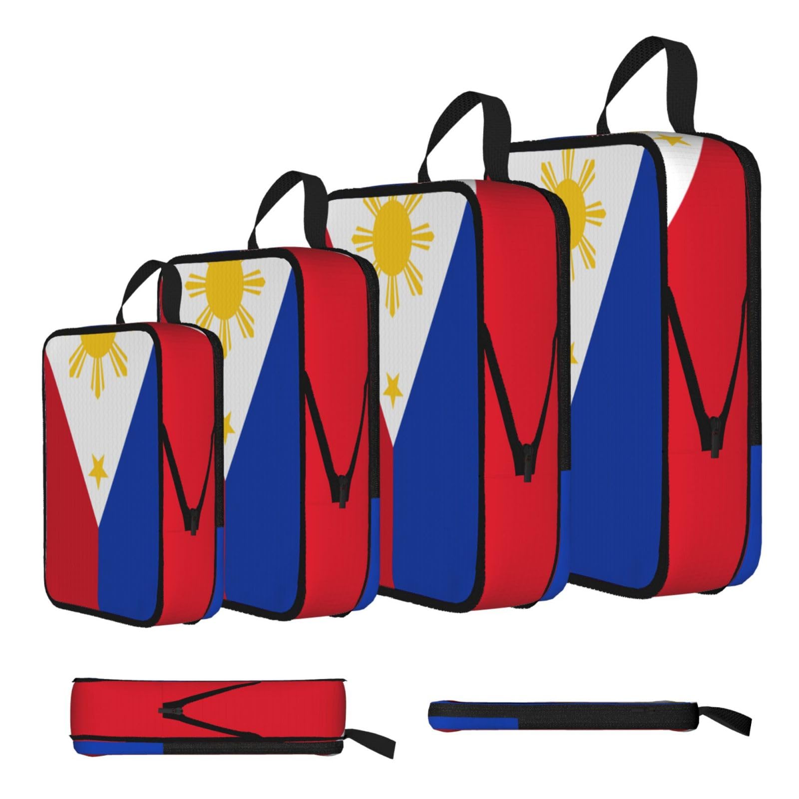 Sxzvvbn Black Philippine Flag Compression Packing Cubes 4 Piece Set