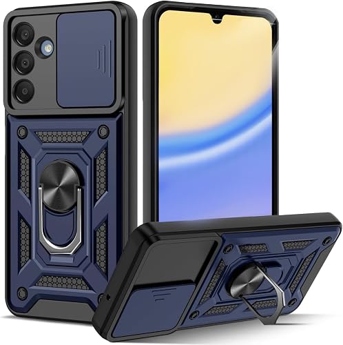 PIXFAB for Samsung Galaxy A16 Phone Case, Shockproof Case with Camera Lens Protection, Protective Ring Armour Cover [Kickstand], Phone Case for Samsung Galaxy A16 (5G) - Blue