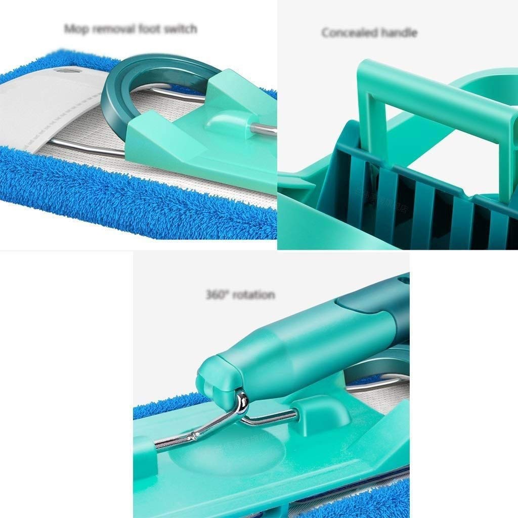 Fregona, fregona con Pedal, fregona giratoria de Lujo de Acero Inoxidable con 3 Cabezales de fregona de Microfibra, diseño de Pedal, deshidratación de Lavado