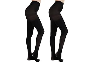 2 Pairs Black Tummy Control Tights for Women