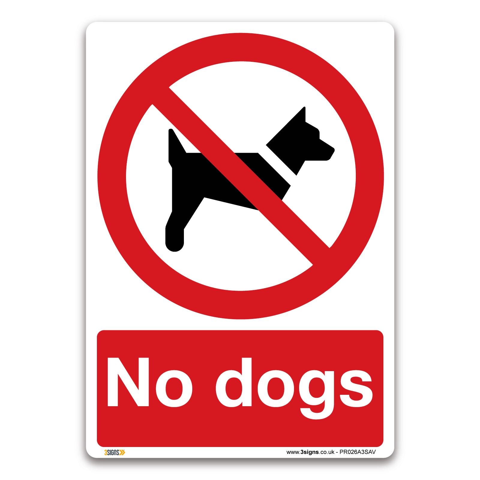 No dogs Sign - A3 Self-adhesive Vinyl Sign - Prohibition Safety Information