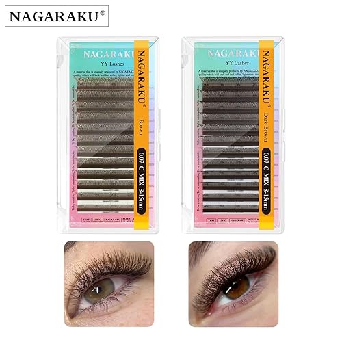 Miniatura 46 de NAGARAKU YY Extensiones de Pestañas de Alta Capacidad 54 Filas 0.07 D Rizado 7-15mm Longitud Mixta Suministros Y Pestaña 4D Volumen Ruso Cruzado YY