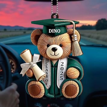 LASFOUR Graduation Wishes Teddy Bear - Personalized Custom 2D Wood Ornament - Gift for Graduates, Graduation Teddy Bear 2026, Customized Graduate Class of 2026 Ornament B2
