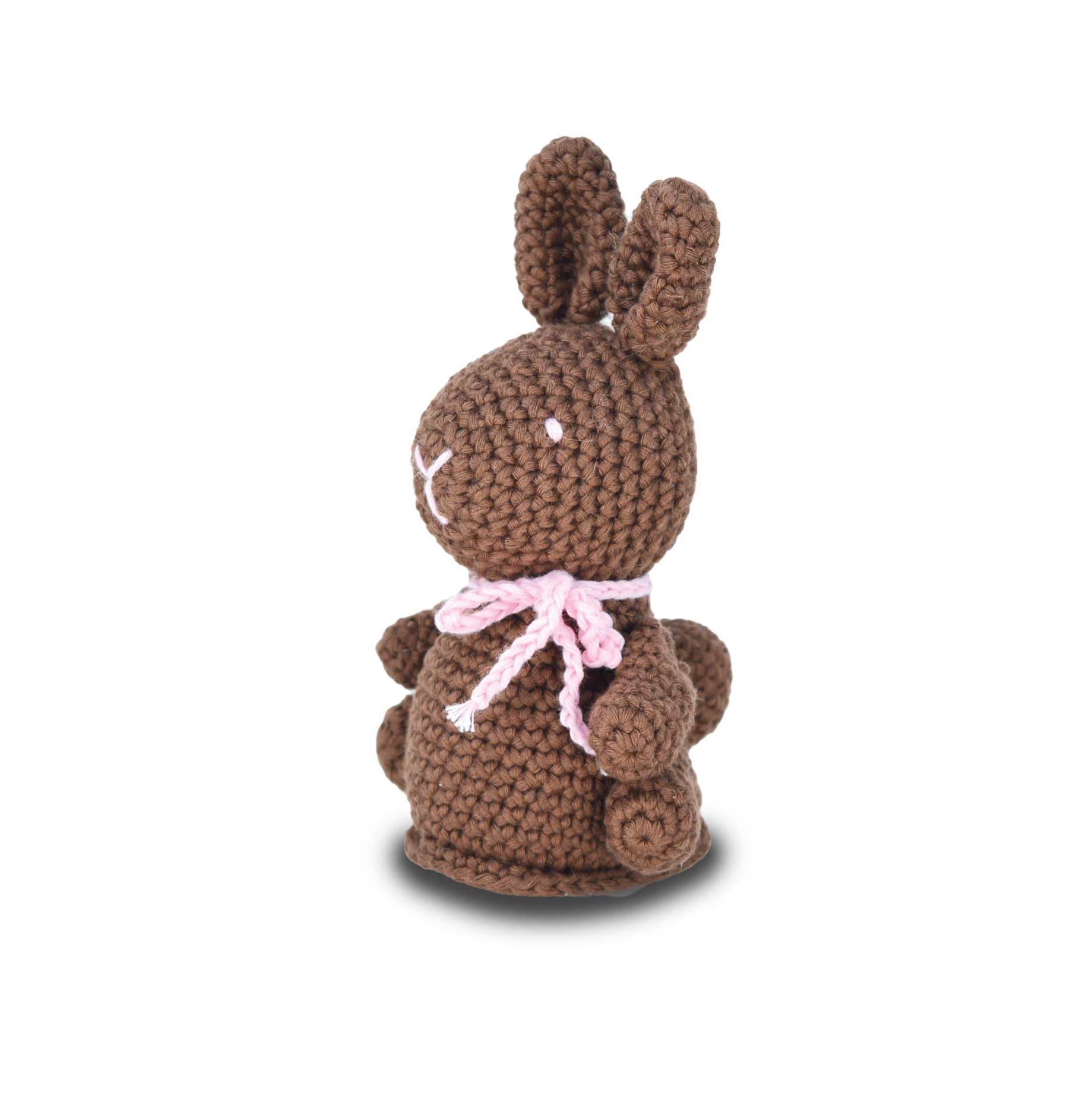 KNITTY CRITTERS – Easter – Brown Chocolate Bunny| Beginner-Friendly Crochet Craft Kit with Recycled Yarn