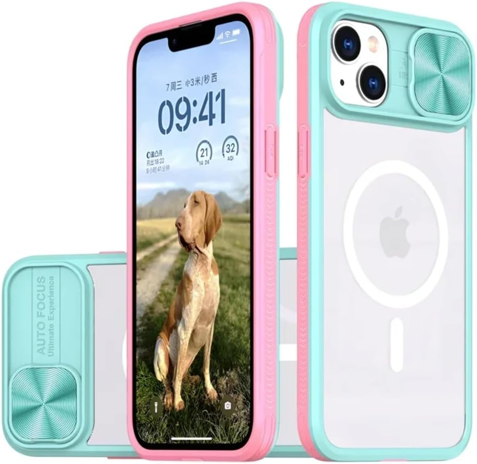 Slide Camera Lens Acrylic Magnetic Wireless Charging Case for iPhone 16 15 14 Plus 13 12 11 Pro Max Xr X S 7 8 Cover(for iPhone 11/Sky Blue)