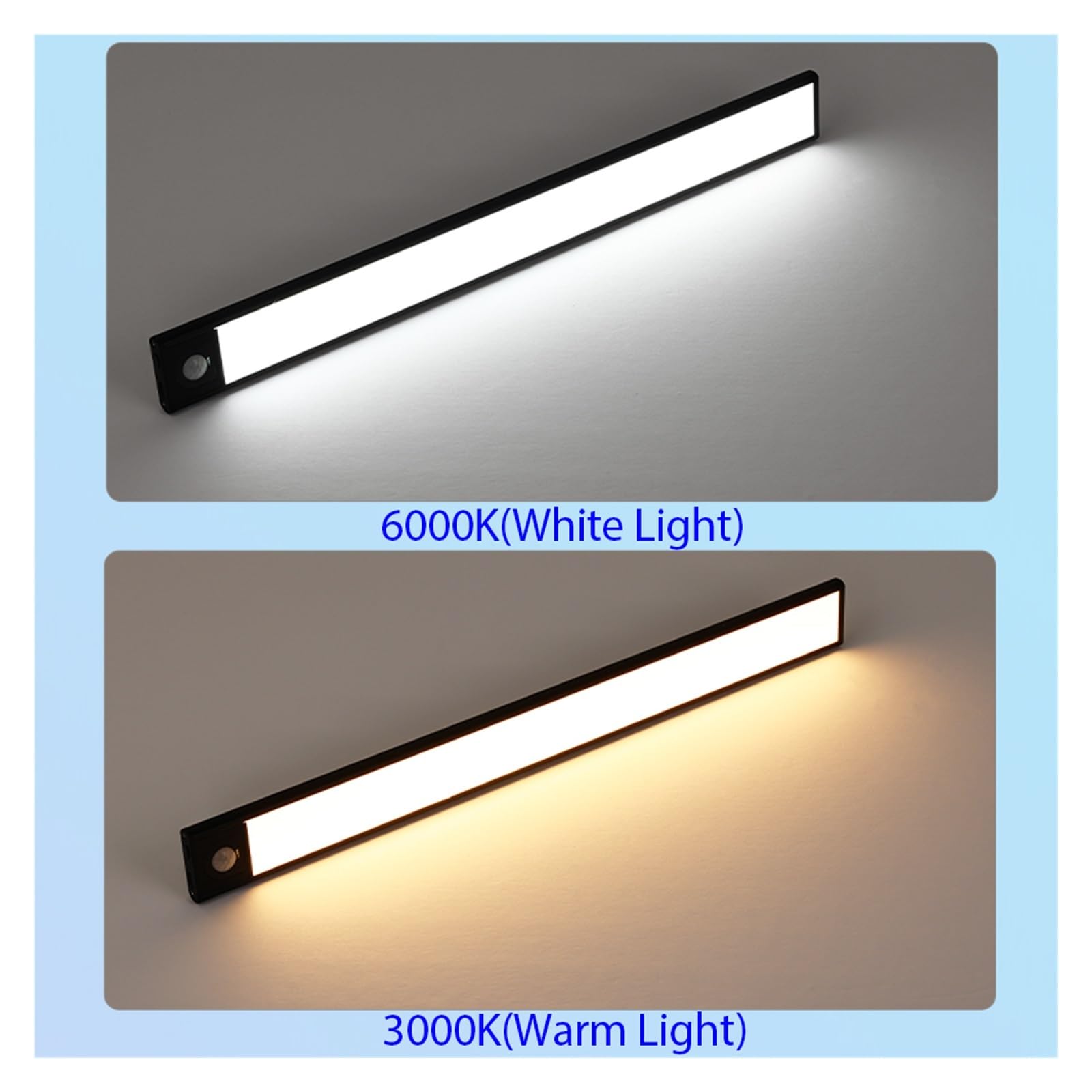 Luces Bajo Armario Luz LED Con Sensor De Movimiento, Nocturna Inalámbrica USB, For Debajo Del Gabinete, Cocina, Dormitorio, Armario, Iluminación Interior(White light 6000K,Cuboid 50CM)