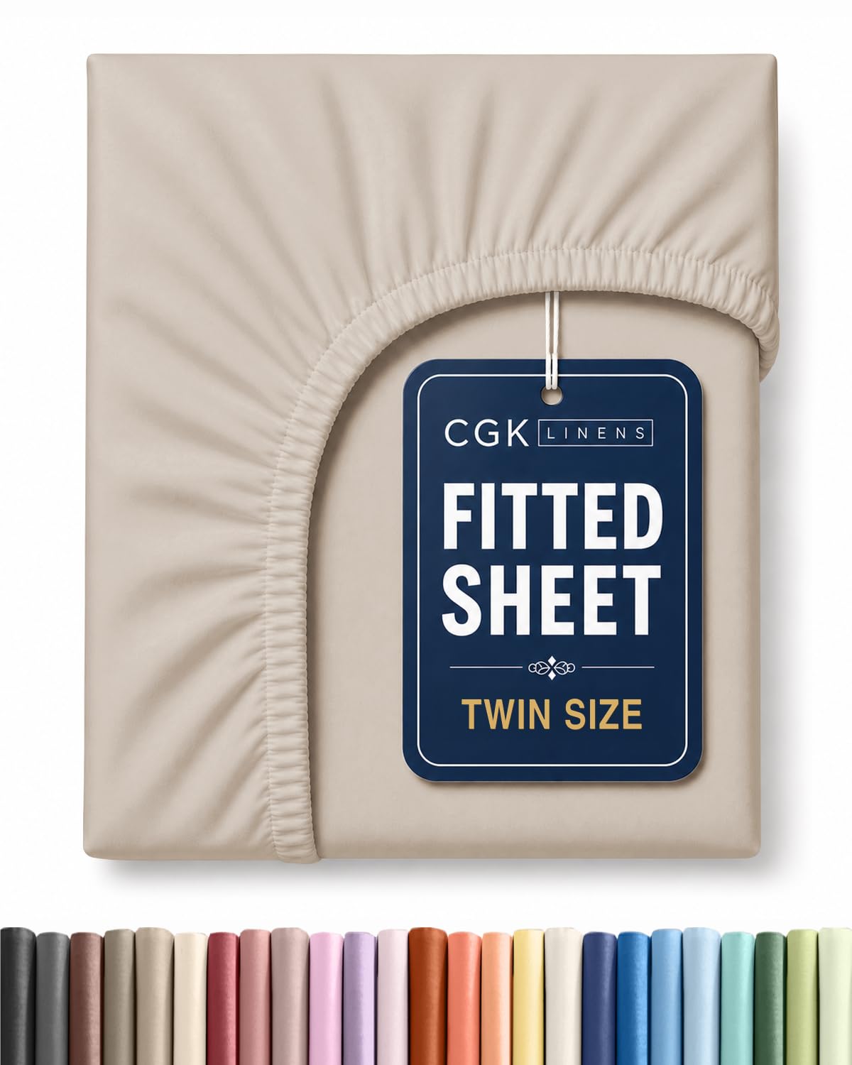 Twin Fitted Sheet - Single Fitted Sheet Only - 8-16" Deep Pockets - Wheat