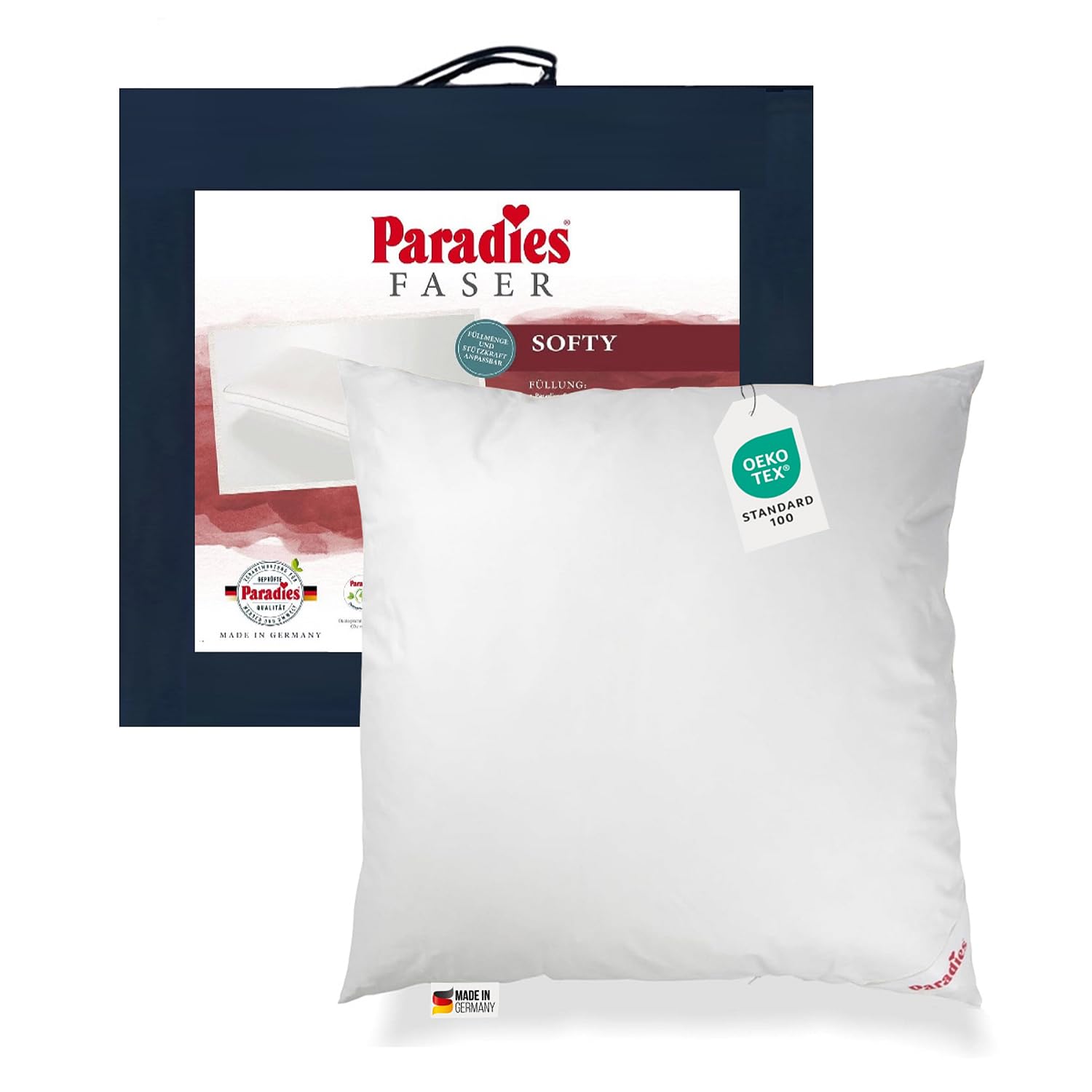 PARADIES Softy Kopfkissen Kissen Faserkissen Kuschelkissen 80x80 60°