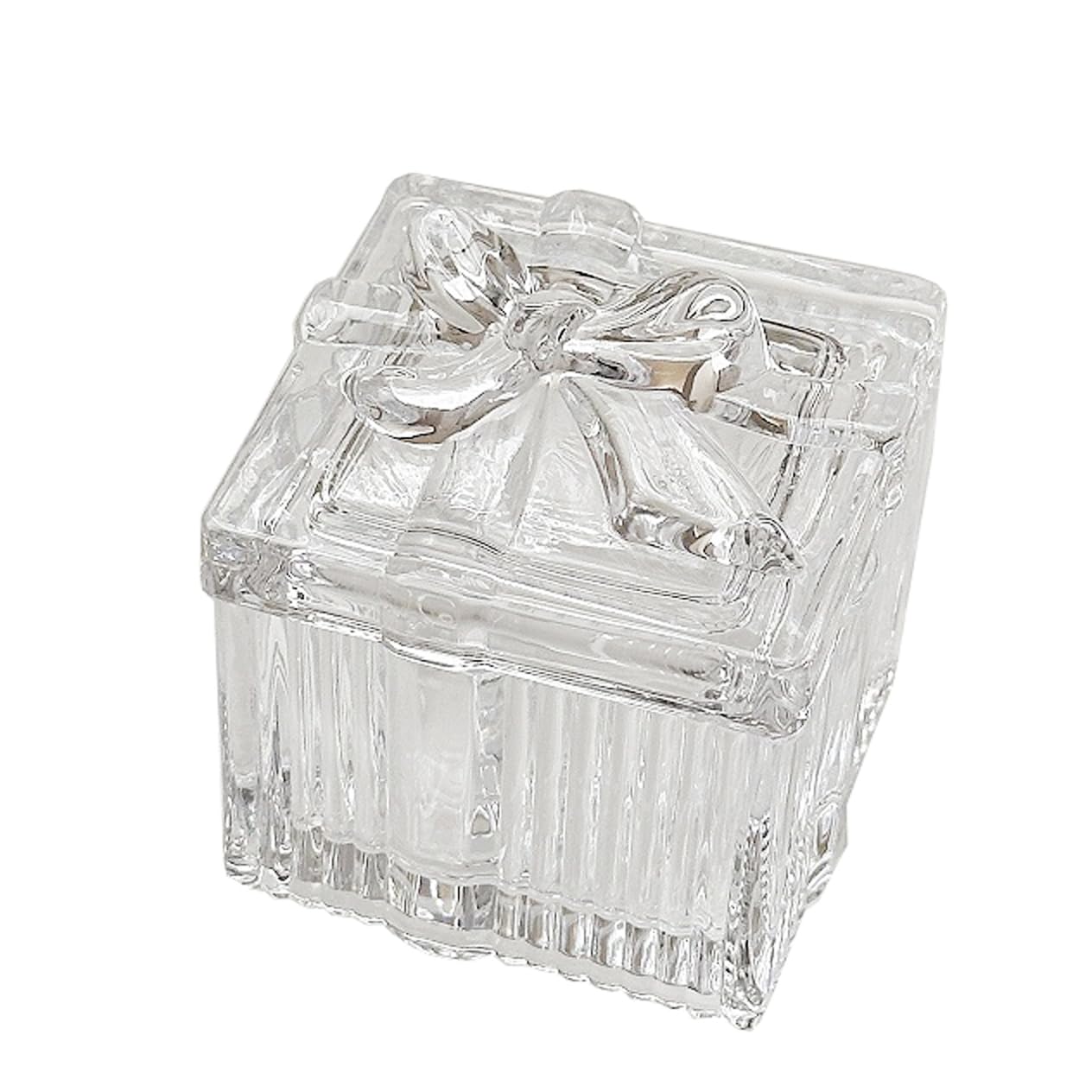 Boîte de rangement carrée en verre avec nœud papillon mollensiuer pour bonbons et bijoux