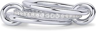 PAVOI Rhodium Plated Chunky Stackable Statement Ring for Women | Cubic Zirconia Interlocking Band | Size 9