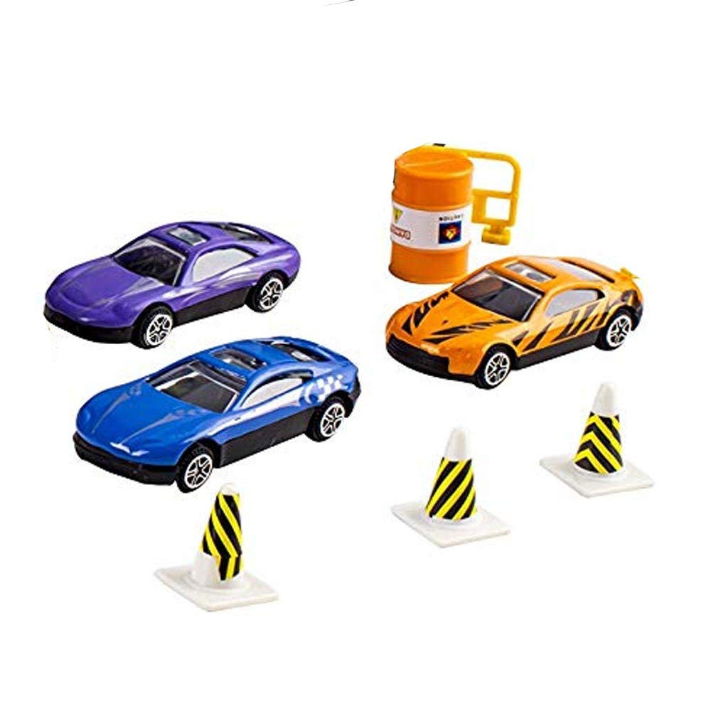 BAKAJI Camion Bisarca Giocattolo per Bambini, Vettura Porta Auto con 6 Macchinine Incluse e Accessori, Macchina Trasportatrice Gioco con Laterali Apribili, Capienza fino a 12 Macchine, 50 x 15 x 9 cm