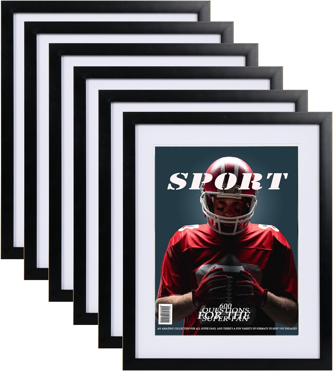6 Packs Magazine Frame Sports Magazine Display Frame for Wall fits Magazine Measuring 8.5 x 11.25 Inch UV Protection Picture Frames with Deep Frame Moulding