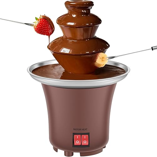 Miniatura 8 de Máquina eléctrica de fuente de fondue de chocolate, máquina de fuente de queso de 3 capas con capacidad para salsa de chocolate de 10 onzas, fuente