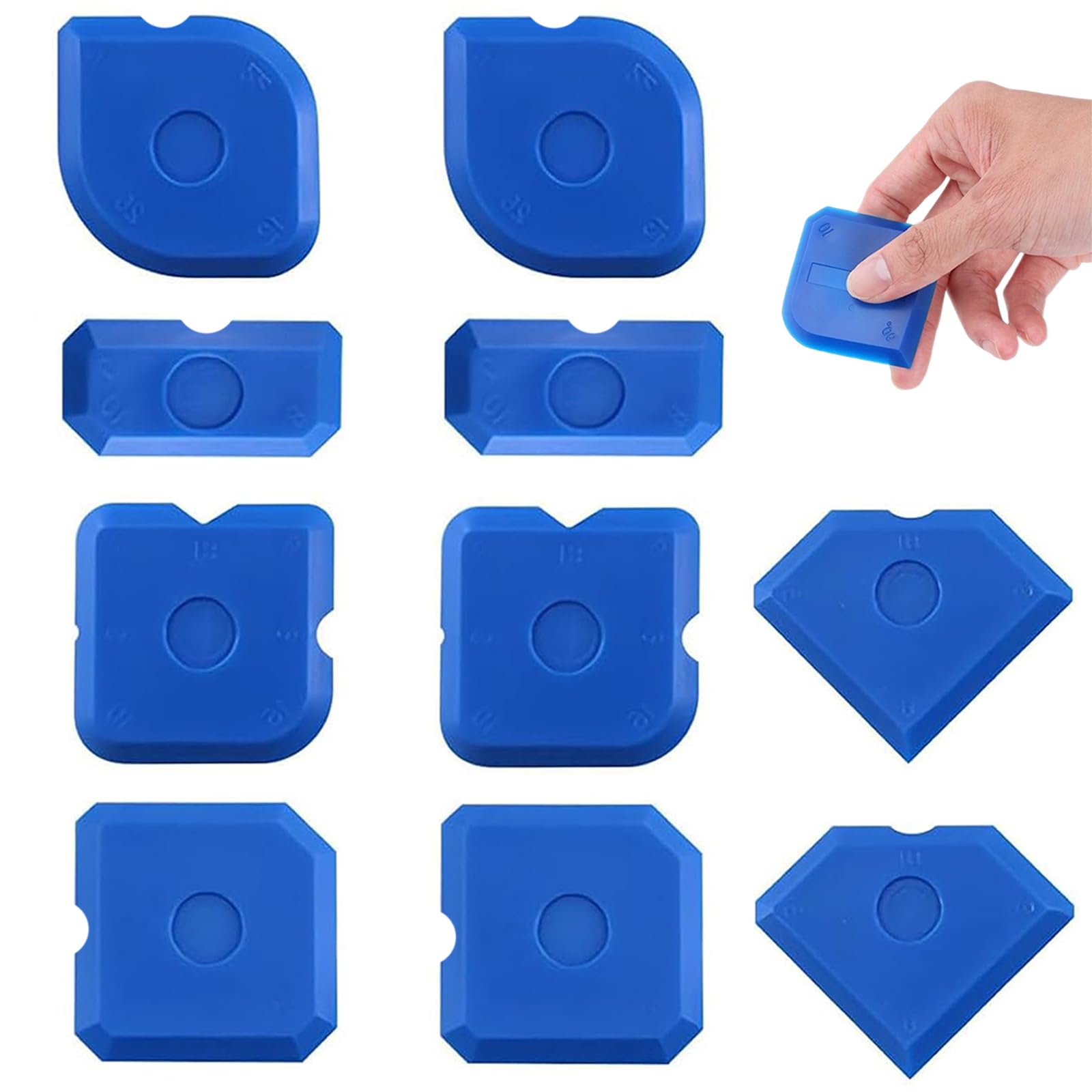 10 Piece Silicone Tool Set for Caulking and Sealing - Portable Smoothing Tools for Bathroom Kitchen, and Window Projects
