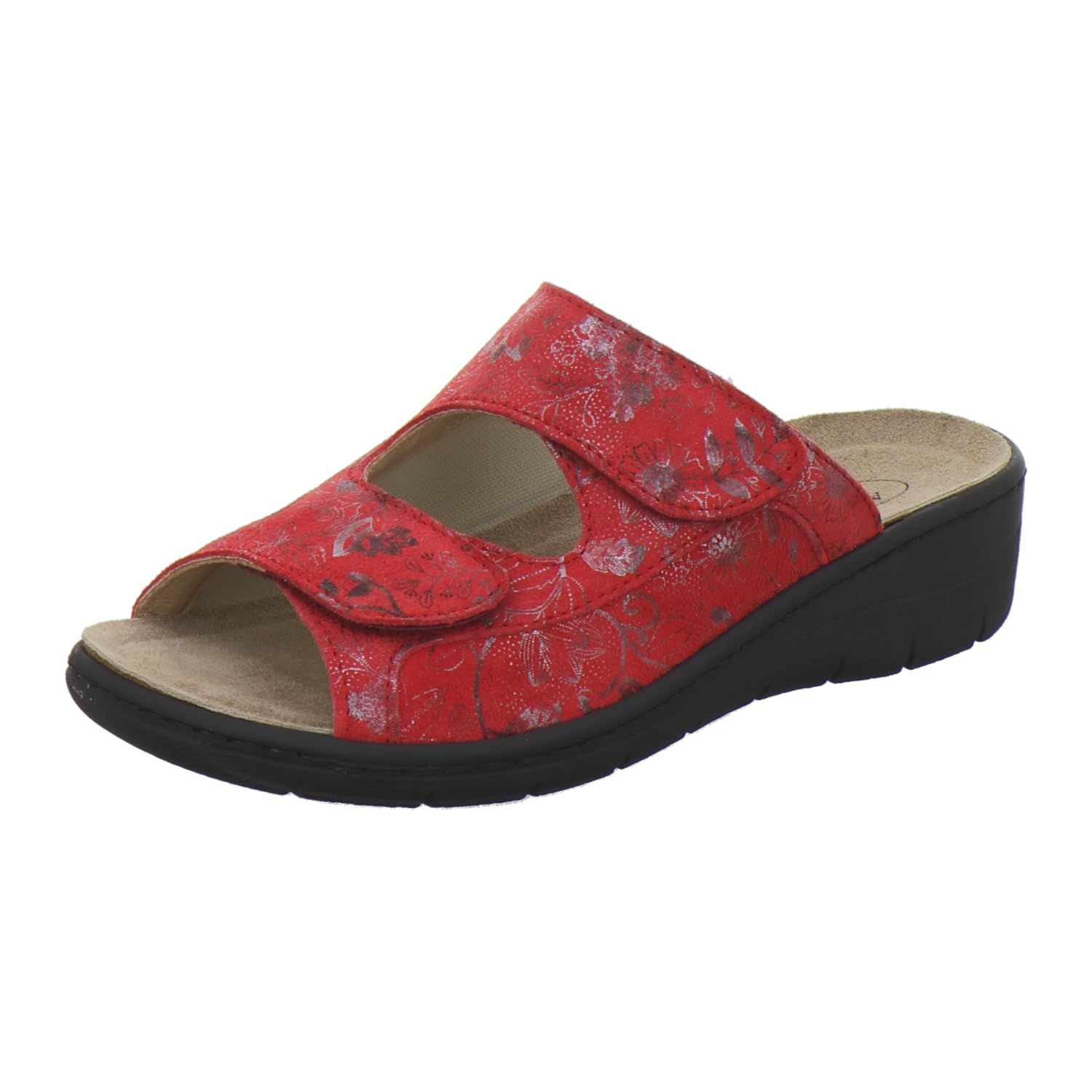 AFS-Schuhe 27832 Damen Pantoletten Hallux aus Leder mit Wechselfussbett, Bequeme Hausschuhe für Frauen mit Klettverschluss, Made in Germany