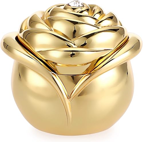 Vista 9 de Hipiwe Joyero dorado con diseño de rosas, organizador de baratijas, grande