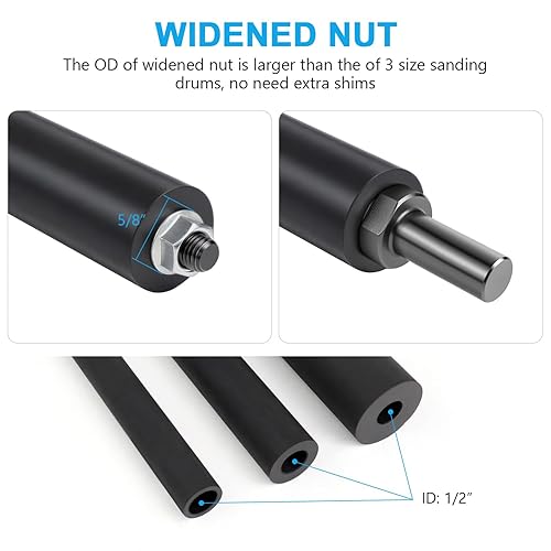 Miniatura 4 de Adaptador de lijadora de husillo 4-1/2" x 1/2" con kit de tambor de lijado de goma OD 3/4", 1", 1-1/2" y fundas de papel de lija Grit# 80,120 - S/10