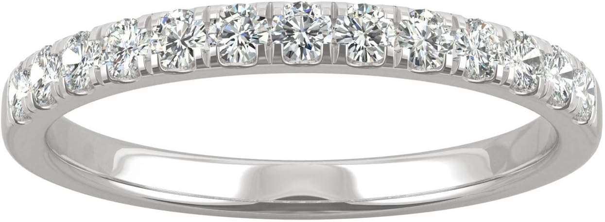 Charles & Colvard 14K White Gold Forever One 1.8mm Round Wedding Band, 0.29cttw DEW