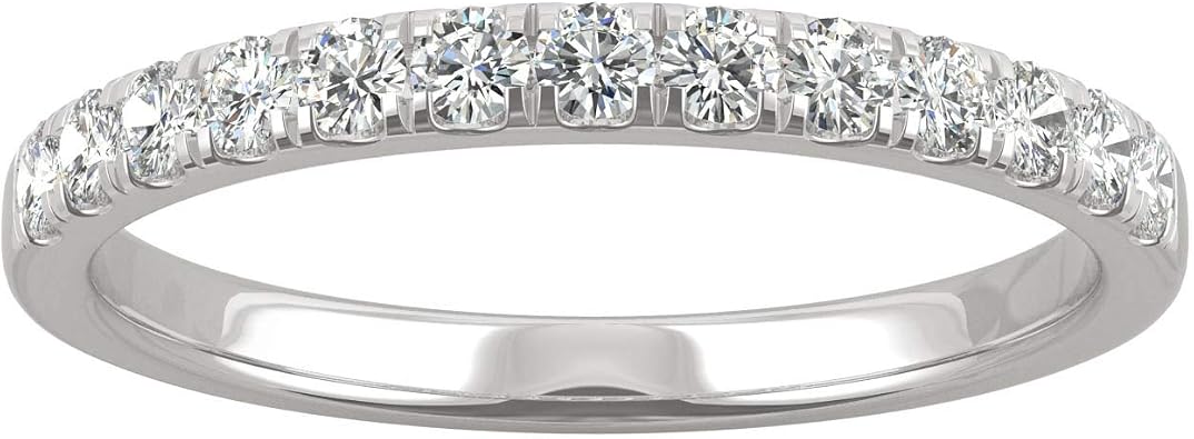 Charles & Colvard 14K White Gold Forever One 1.8mm Round Wedding Band, 0.29cttw DEW