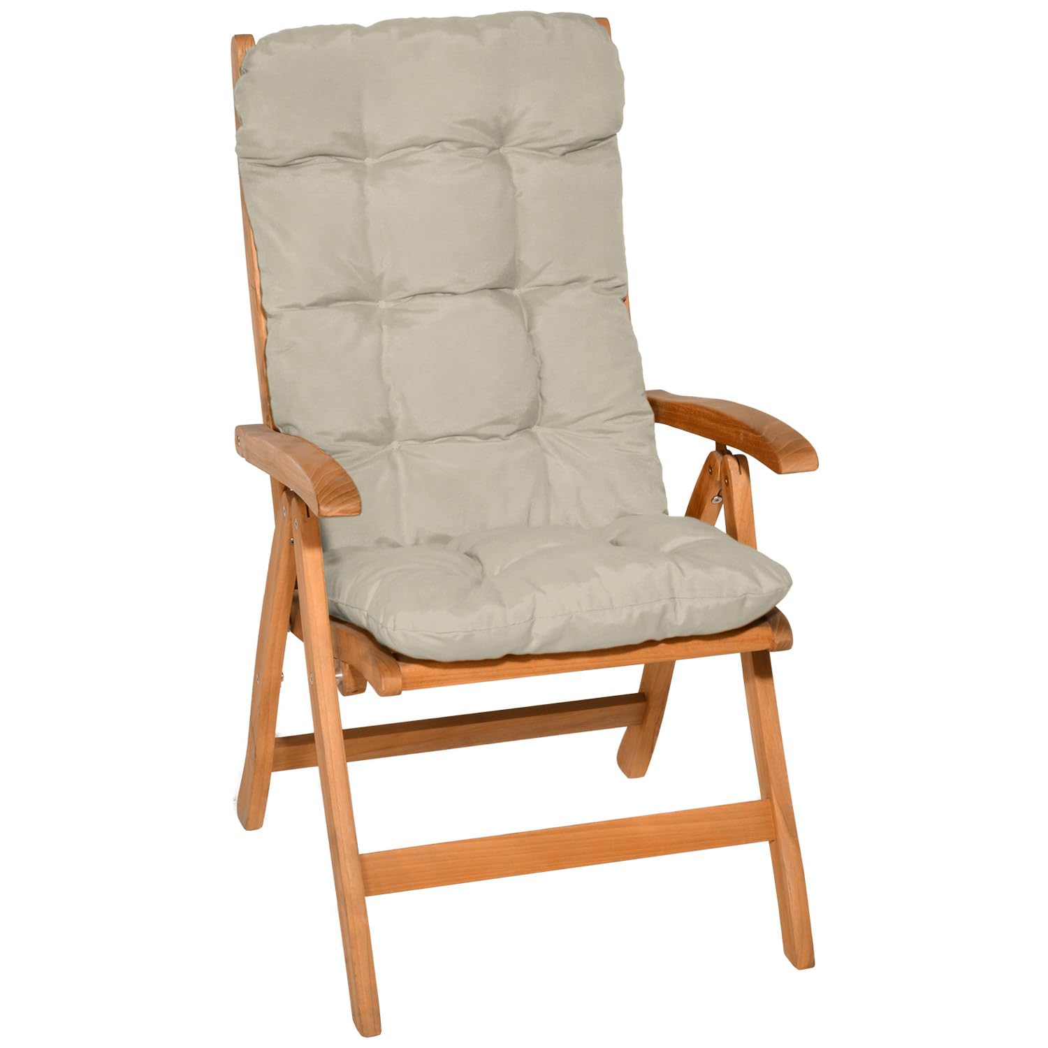 Beautissu Set di 4 Cuscini per Sedia a Sdraio Flair HL 120x50x8cm Extra Comfort per sedie reclinabili, spiaggine e poltrone - Beige