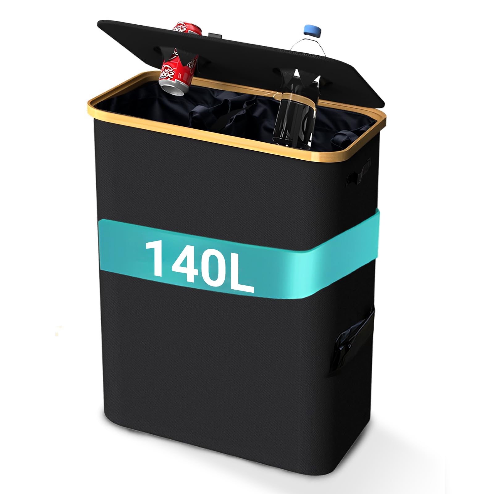 Poubelle Cuisine 140l,Poubelle Tri Selectif 2 Bac Poubelle Recyclage Poubelle Verre Poubelle Tri Selectif Sac Tri Selectif Conteneur De Collecte De Bouteilles Réutilisables(2 sac, 2trou