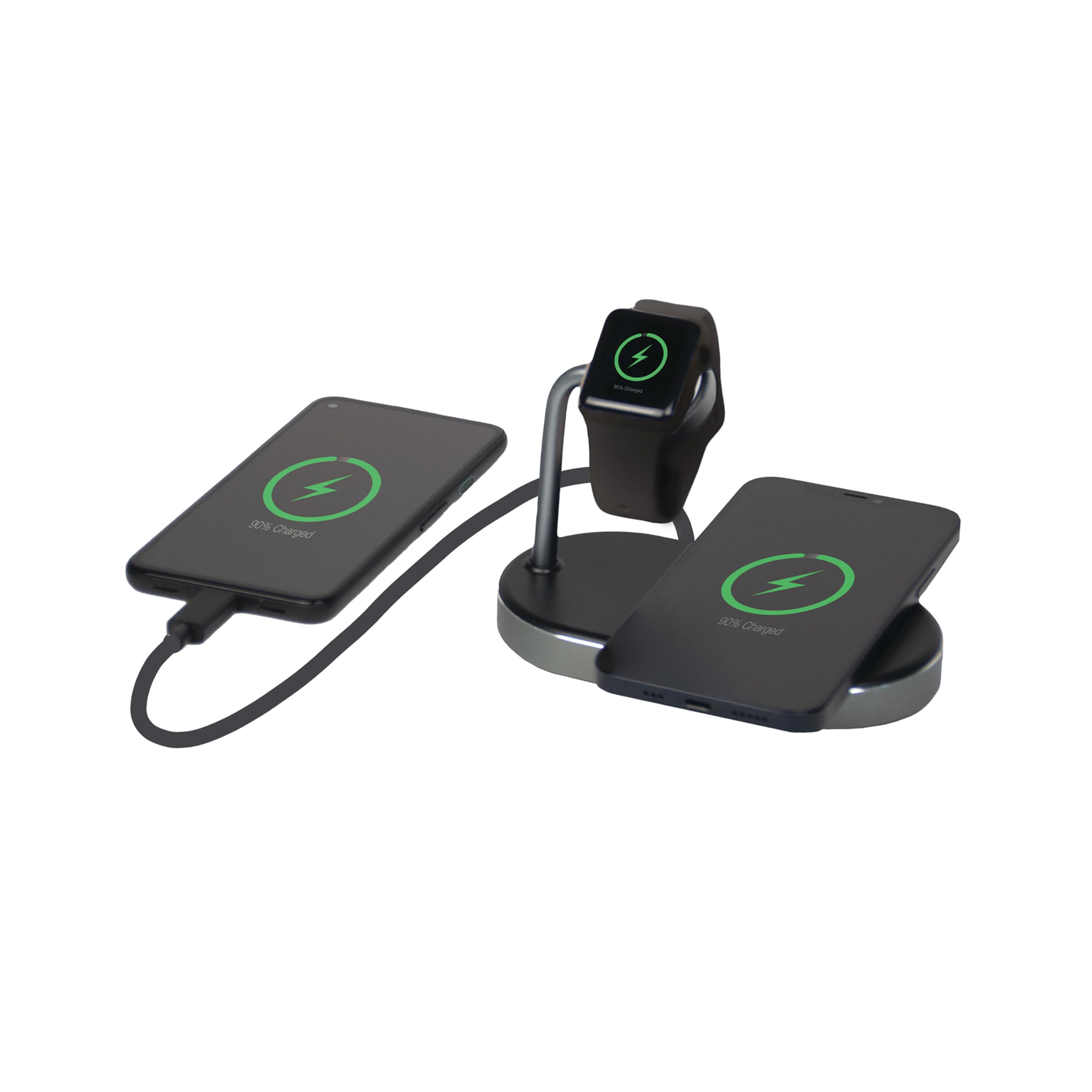 3-in-1 Qi MFi Wireless Fast Charger WCS-02, for iPhone, Apple Watch & Qi Enabled Devices, Phone Stand with Inductive Charging Station, Wireless Charger