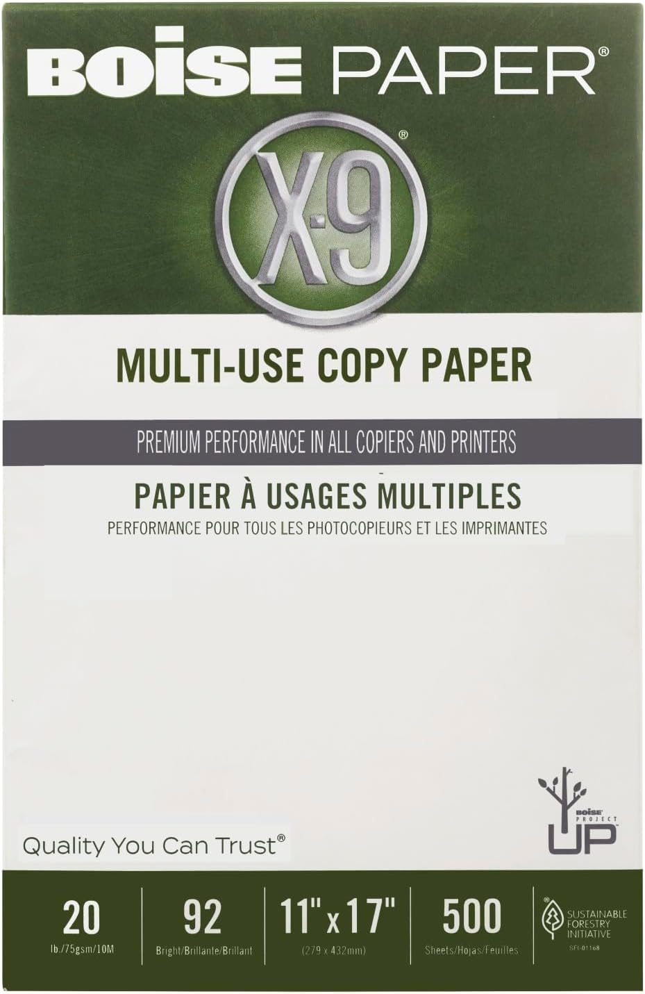 Boise® X9® MultiUse Printer & Copier Paper, Ledger Size (11" x 17"), Ream Of 500