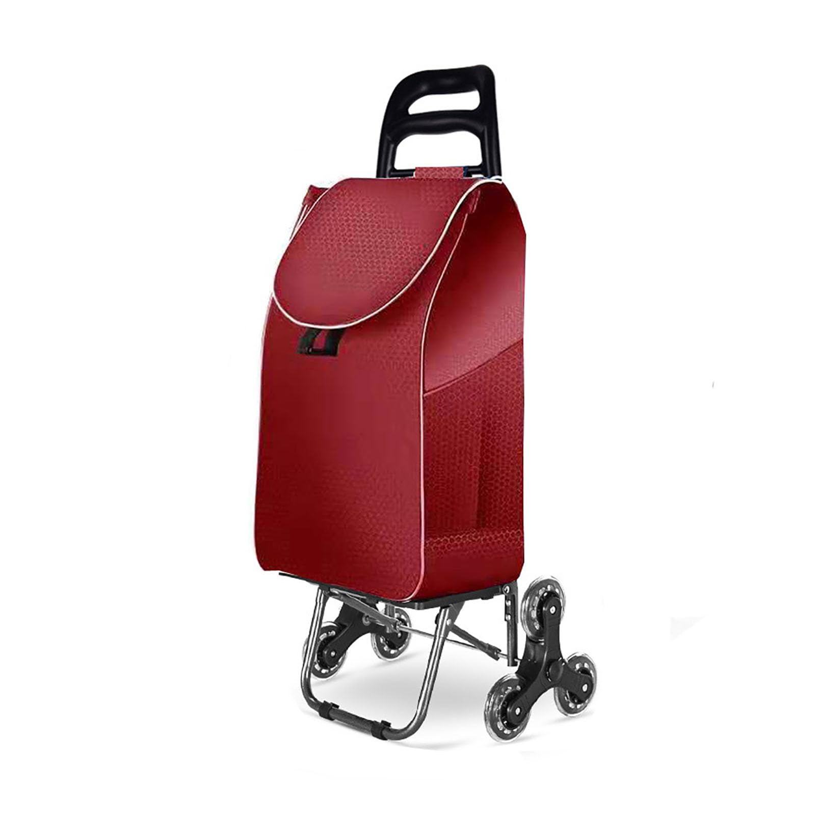 JYHCD Folding Lightweight Shopping Trolley, Hard Wearing & Foldaway for Easy Storage, Large Shopping Trolley on 6 Wheels Shopping Cart Grocery Bag Shopper,Red