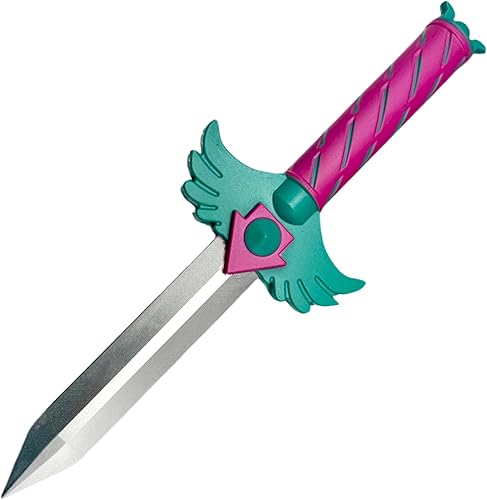 Daga de espuma de fantasía de 12.5 pulgadas, accesorio de cosplay de poliuretano con hoja plateada y mango colorido, accesorio de disfraz ligero y
