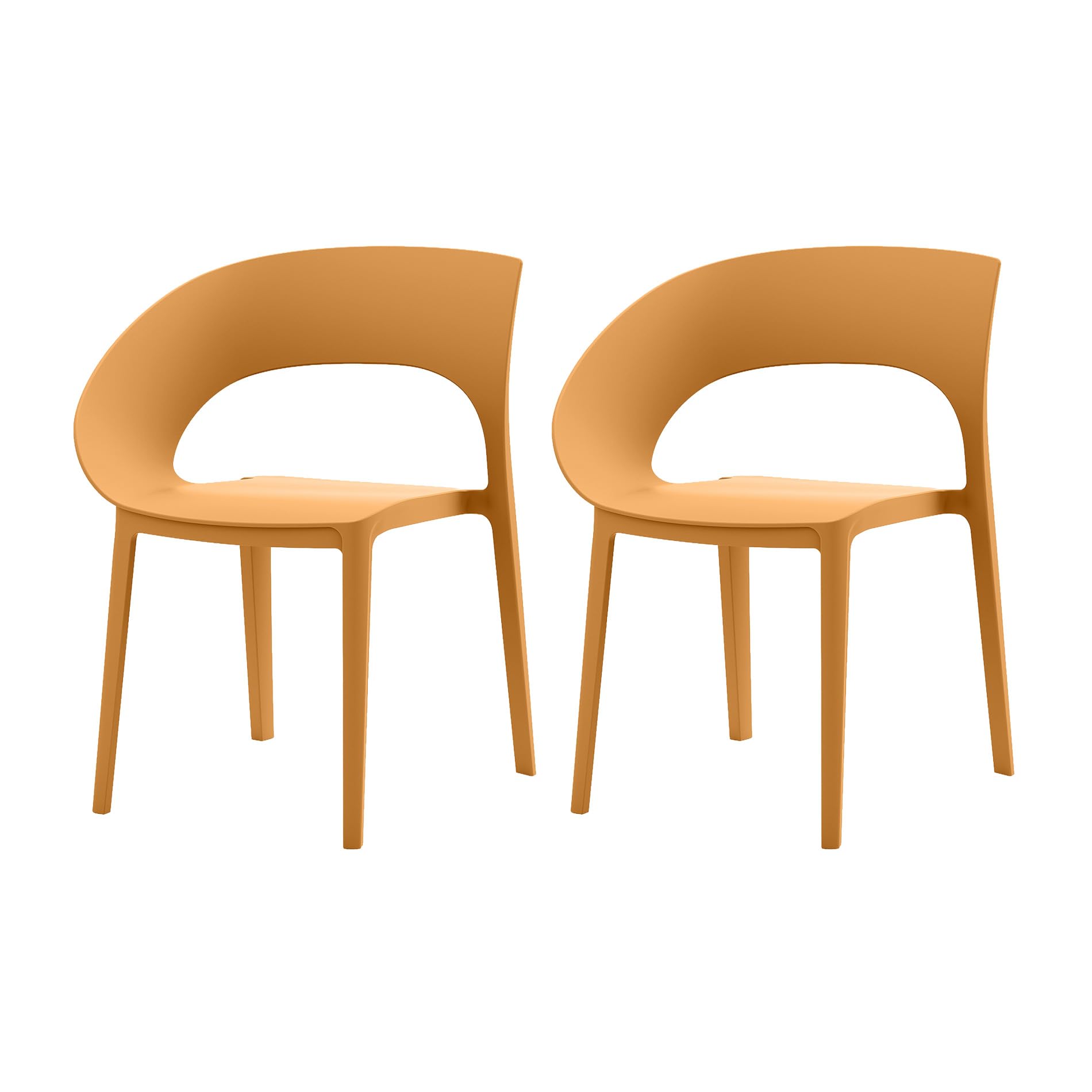 Rebecca Mobili Set 2 Sedie da esterno, Sedia da pranzo, Arancione, in Polipropilene, design Moderno- Misure HxLxP: 82,5 x 54 x 60 cm - Art. RE7251