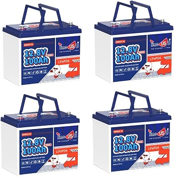 12V 100Ah LiFePO4 RV Battery Group24, Timeusb Lithium Batteries with Grade A Battery Cells, 100A BMS, Up to 15000 Deep Cycles Iron Phosphate Batteries for RV, Trolling Motor & Solar System