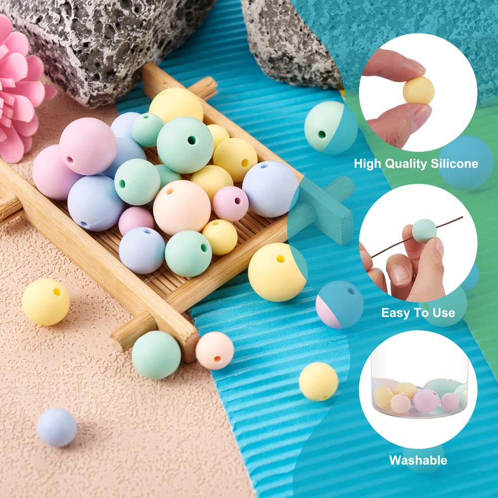 Cheriswelry 150Pcs Colorful Silicone Beads 15mm 12mm 9mm Silicone Beads Bulk for Bracelets Necklaces Jewelry Making DIY Crafts - Image 3