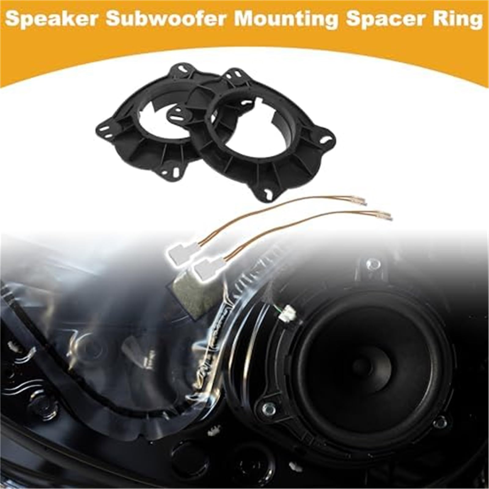 Anillo espaciador de altavoz Adaptador espaciador de altavoz de agudos for automóvil, for Toyota, Camry 2006-2017 Puertas delanteras ABS negro con arnés de cableado de audio a prueba de agua A