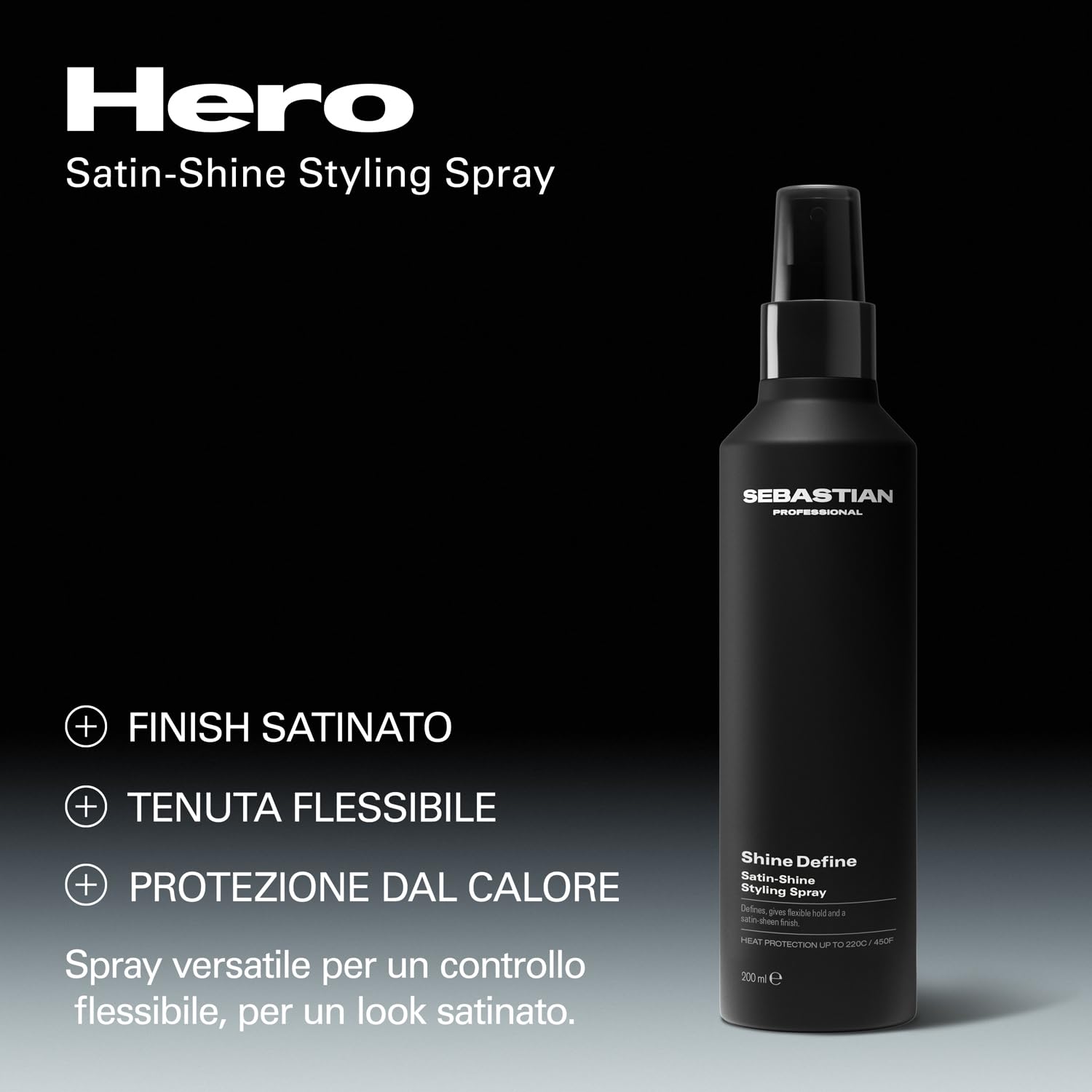 Sebastian Professional Shine Define Satin-Shine Styling Spray – Spray styling con protezione termica, definisce i capelli con tenuta flessibile e finitura luminosa, 200ml