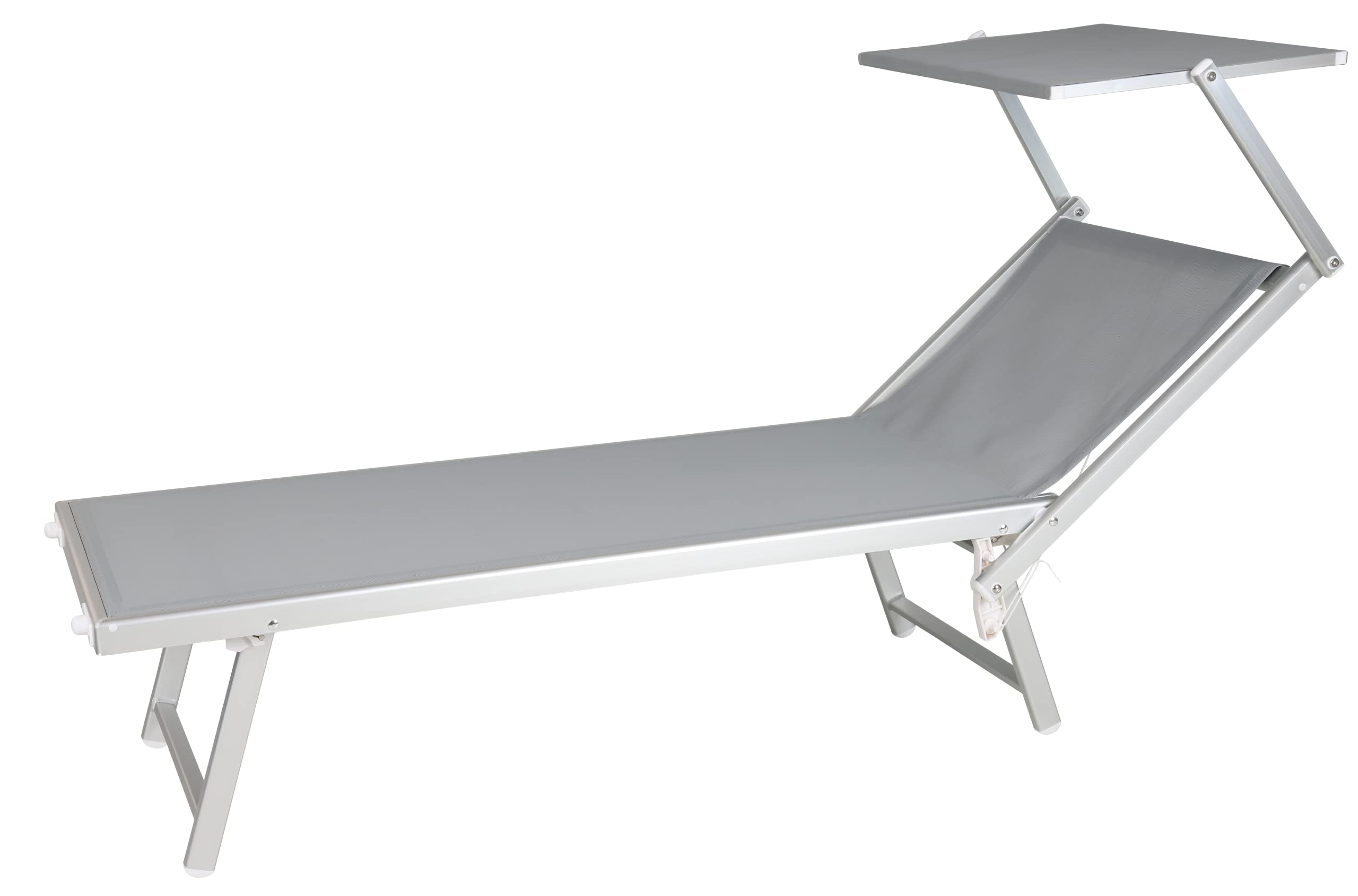 Lettino spiaggia mare prendisole pieghevole professionale Alluminio MAIORCA, misura XL da stabilimento balnerare (Gray)