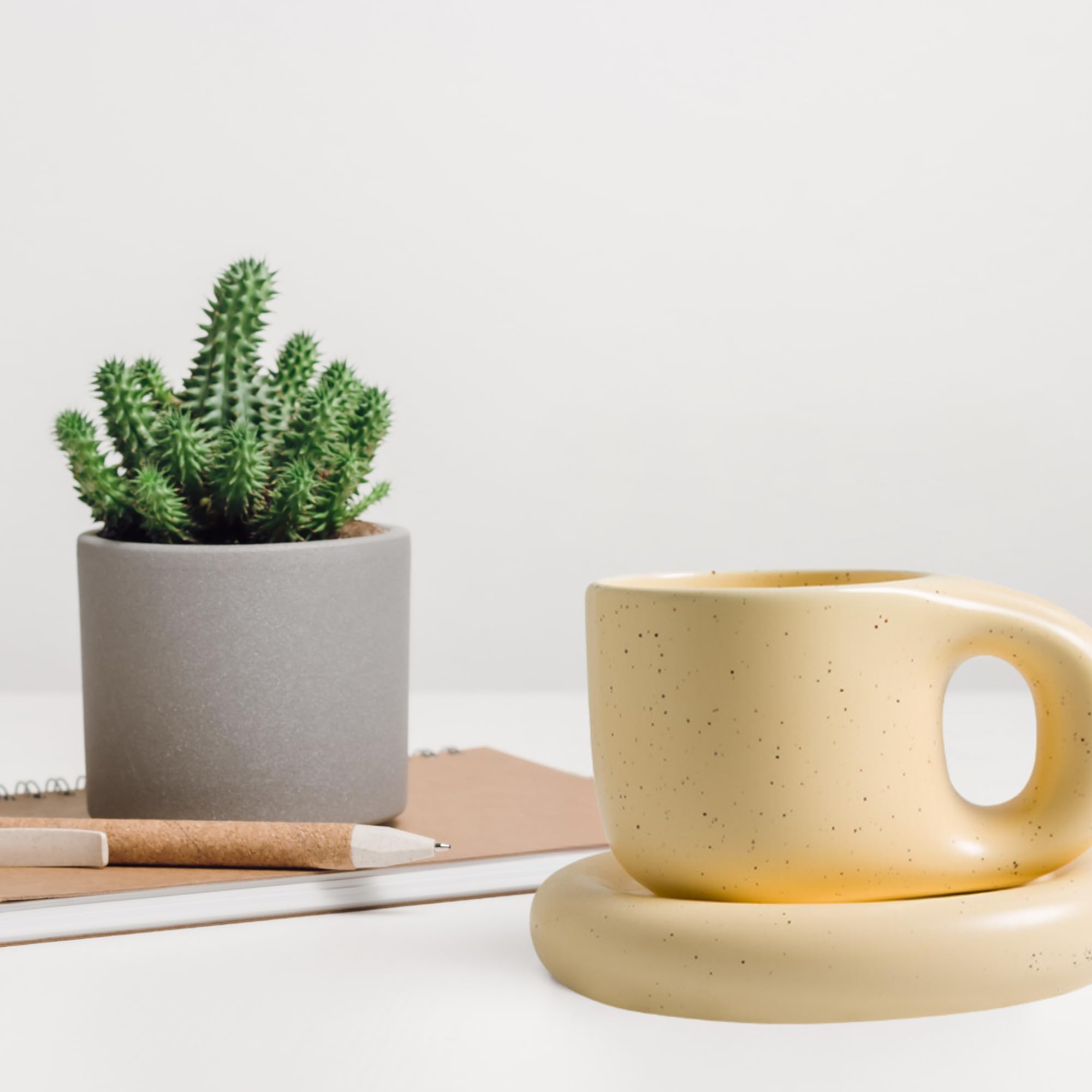 10oz Nordic Ceramic Mug with Saucer (Orange) thumbnail 7