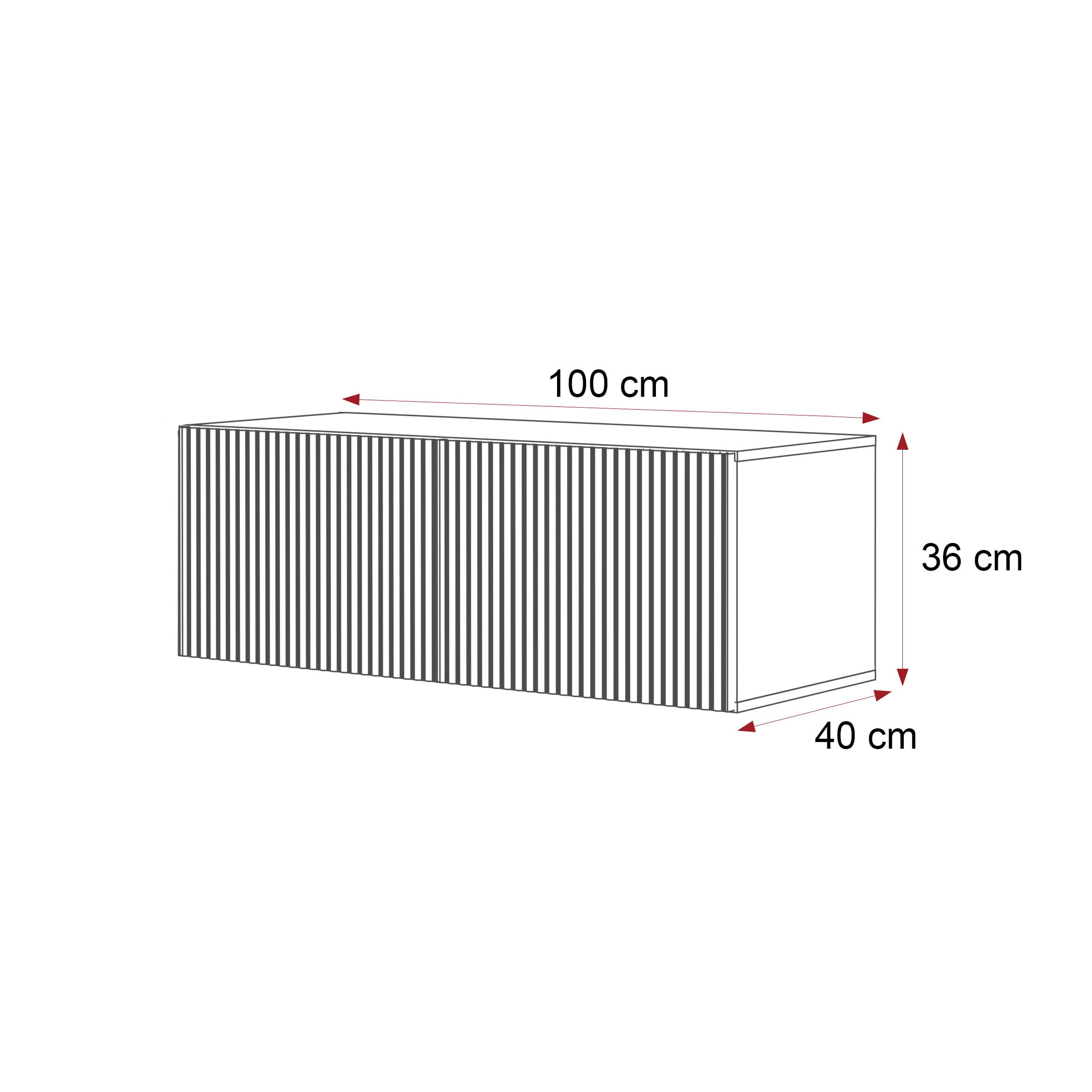 TV Lowboard hängend mit LED und 2 Fächern 100 cm Weiß Matt
