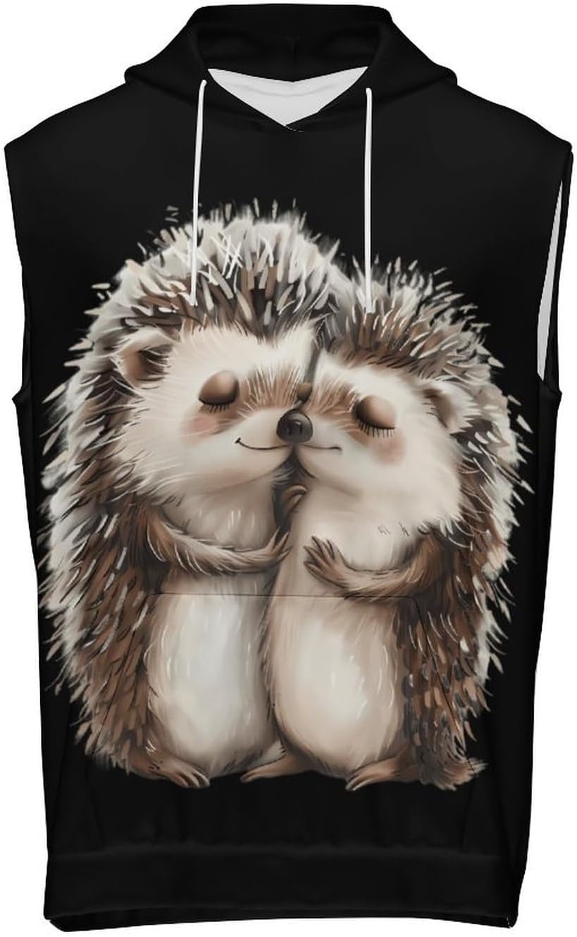 Men's Workout Hooded Tank Tops Sleeveless Muscle Gym T-Shirts