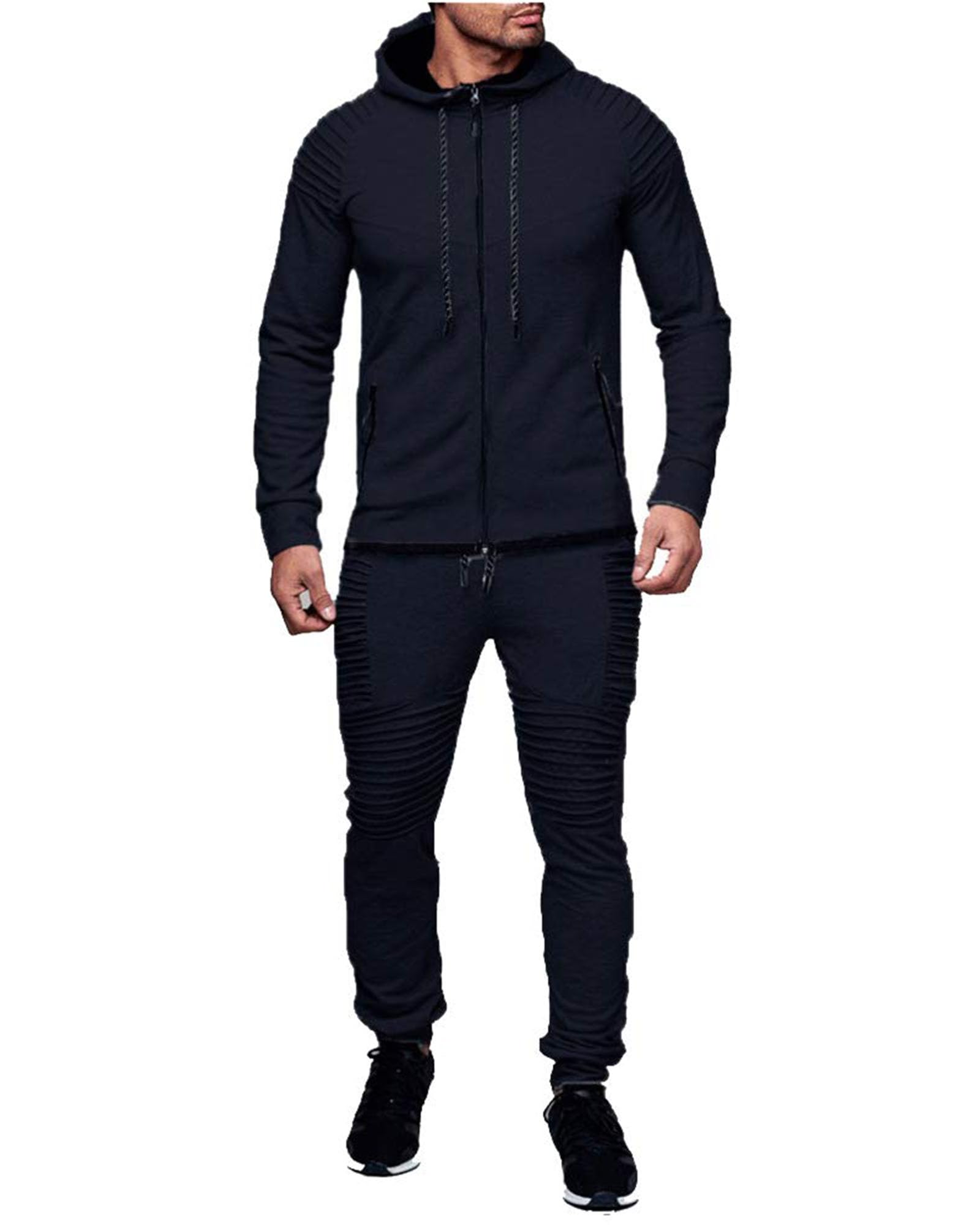 Tute da Ginnastica da Uomo Tuta Uomo Completa Manica Lunga Cerniera Giacca & Pantaloni Set Jogging per Attività All'aperto e Uso Quotidiano