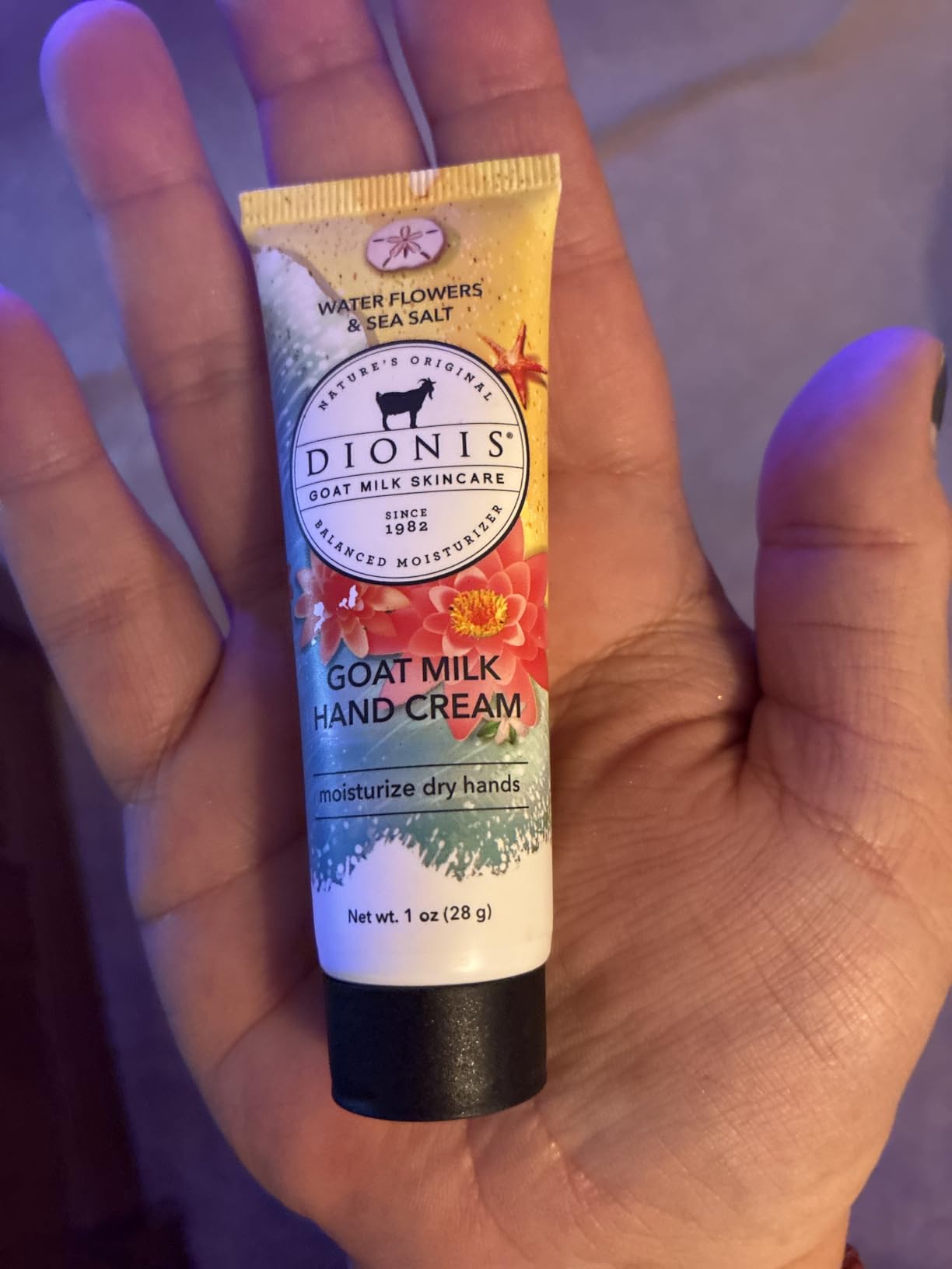 Dionis - Goat Milk Skincare Water Flowers and Sea Salt Scented Hand Cream (1 oz) - Made in the USA - Cruelty-free and Paraben-free
