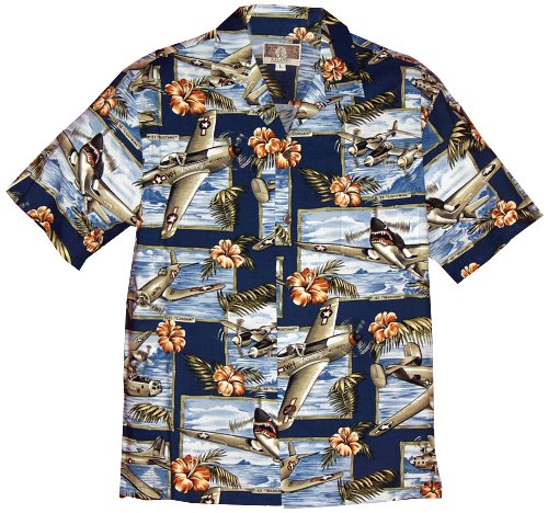 RJC Mens Hibiscus Fighter Airplane Shirt2