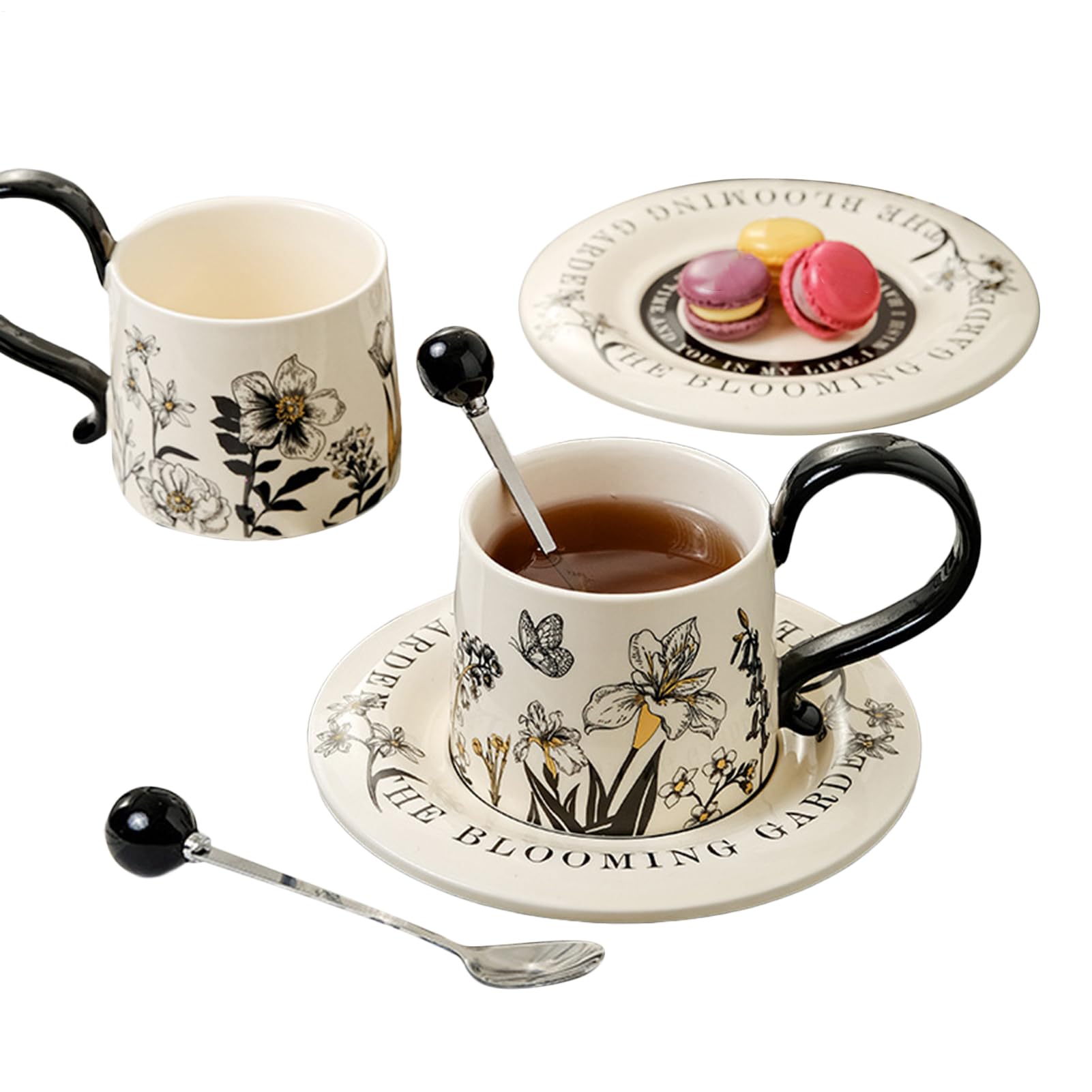 Filiżanka Do Herbaty Zestaw Naczynia do Picia 260 ml ze Spodkami i | Kubki Do Latte Do Cappuccino Mleka Soku Piwa Do Kuchni Kawiarni Restauracji Domu Na Urodziny I Boże Narodzenie