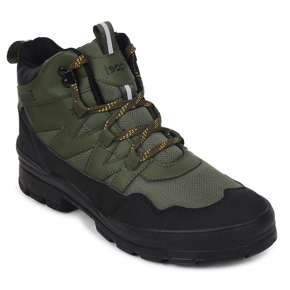 liberty Leap7x DRAWNER-1E Lacing Sports Trekking Shoes for Men - Olive Green & Black | Comfortable and Durable | Suitable for Walking, Running, Outdoor and Hiking Boots Footwear | Cushioned Footbed-picture-24