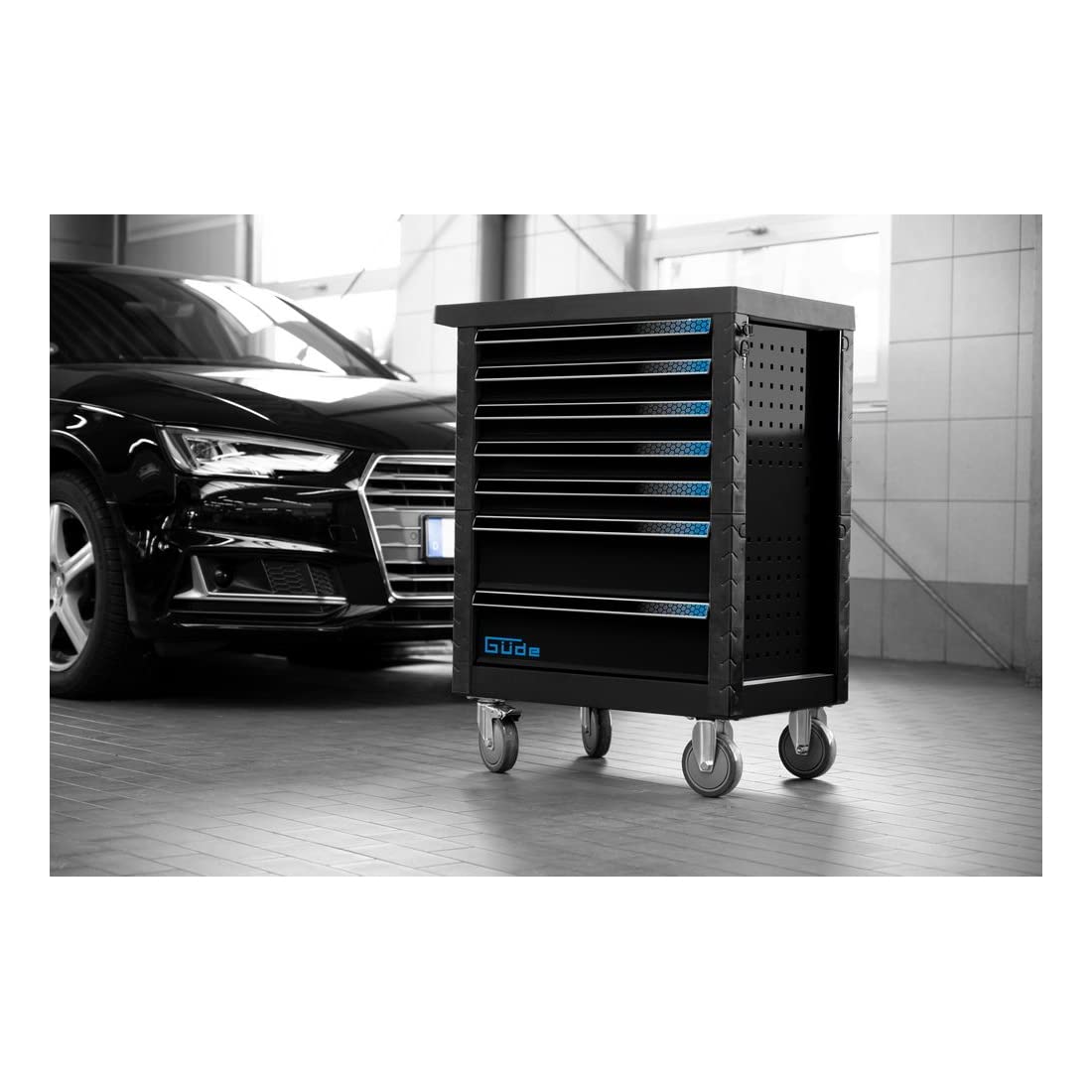 Güde GW7 Black Line - Carro de herramientas Porta Herramientas Banco Herramientas Taller (226 piezas)