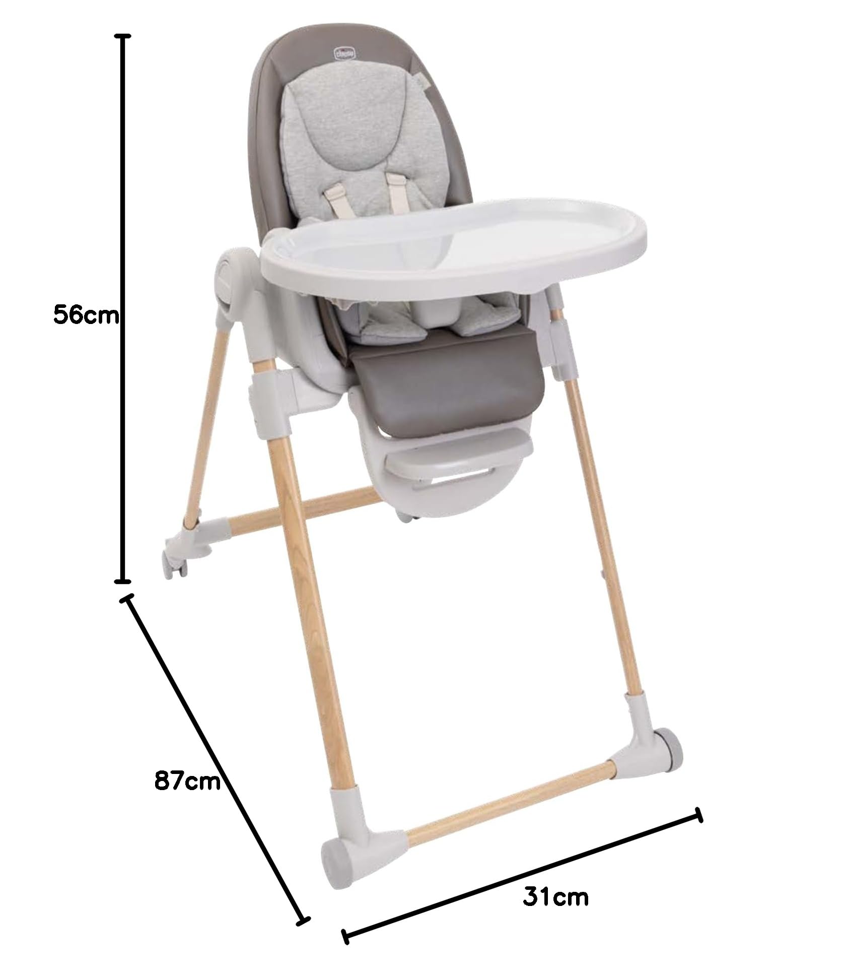 Chicco Polly Armonia Trona Evolutiva para Niños de 0 Meses hasta 40 kg, Trona 3en1, 9 Niveles de altura, 3 Posiciones de reclinado, Reposapiés Regulables, 4 Ruedas, Cierre Compacto, Marron