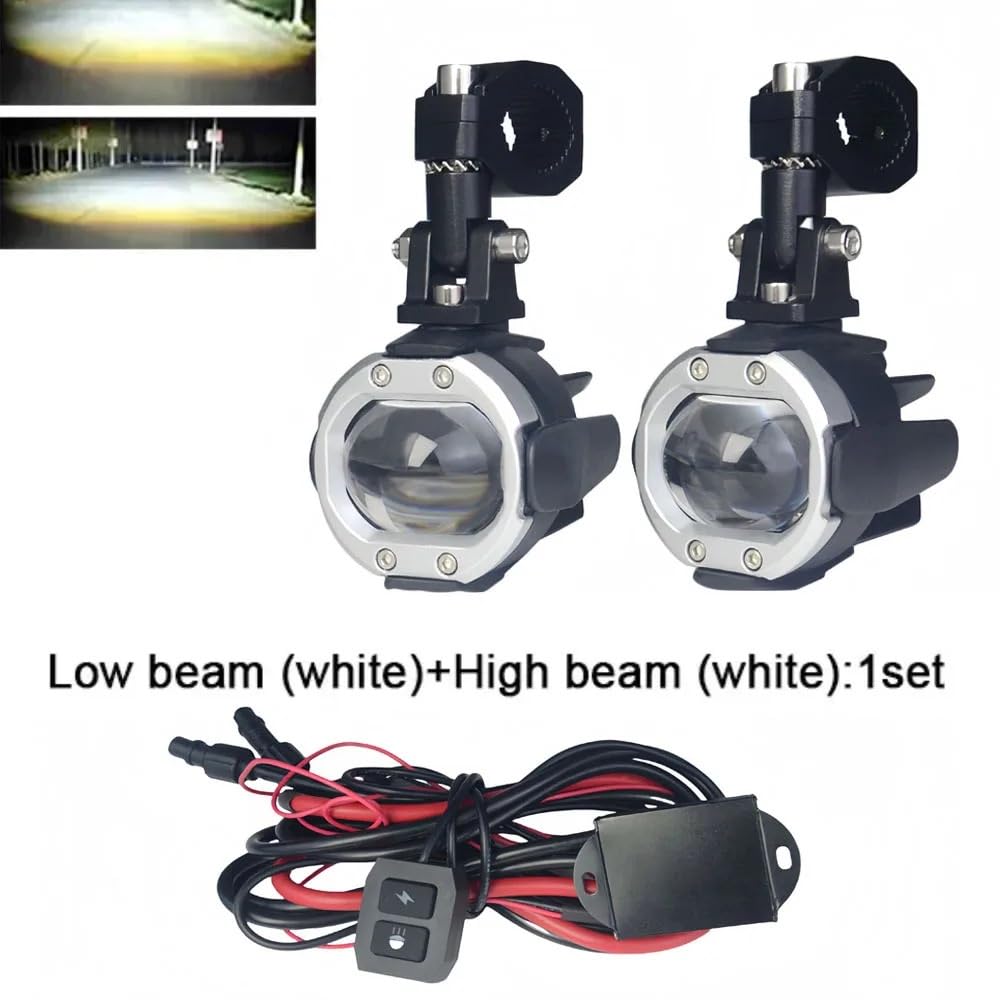 1 zestaw 100W motocyklowe światło przeciwmgielne Led pomocnicze światło drogowe reflektor reflektor dwukolorowy flasher farol Moto lampa przeciwmgielna z przełącznikiem