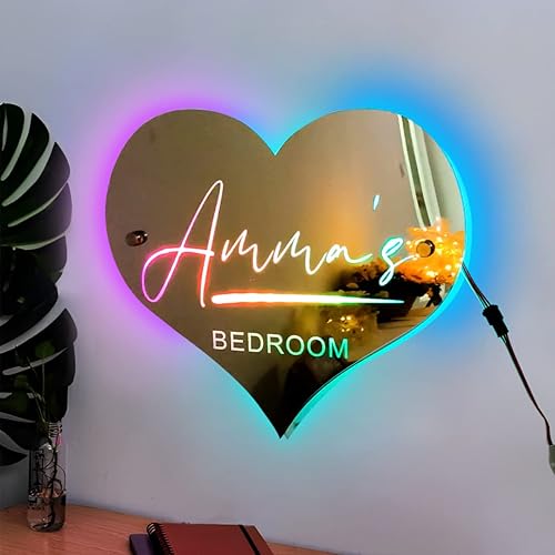 Espejo de dormitorio con nombre personalizado, letreros de neón personalizados con luces LED, cumpleaños, boda, fiesta, letrero de nombre