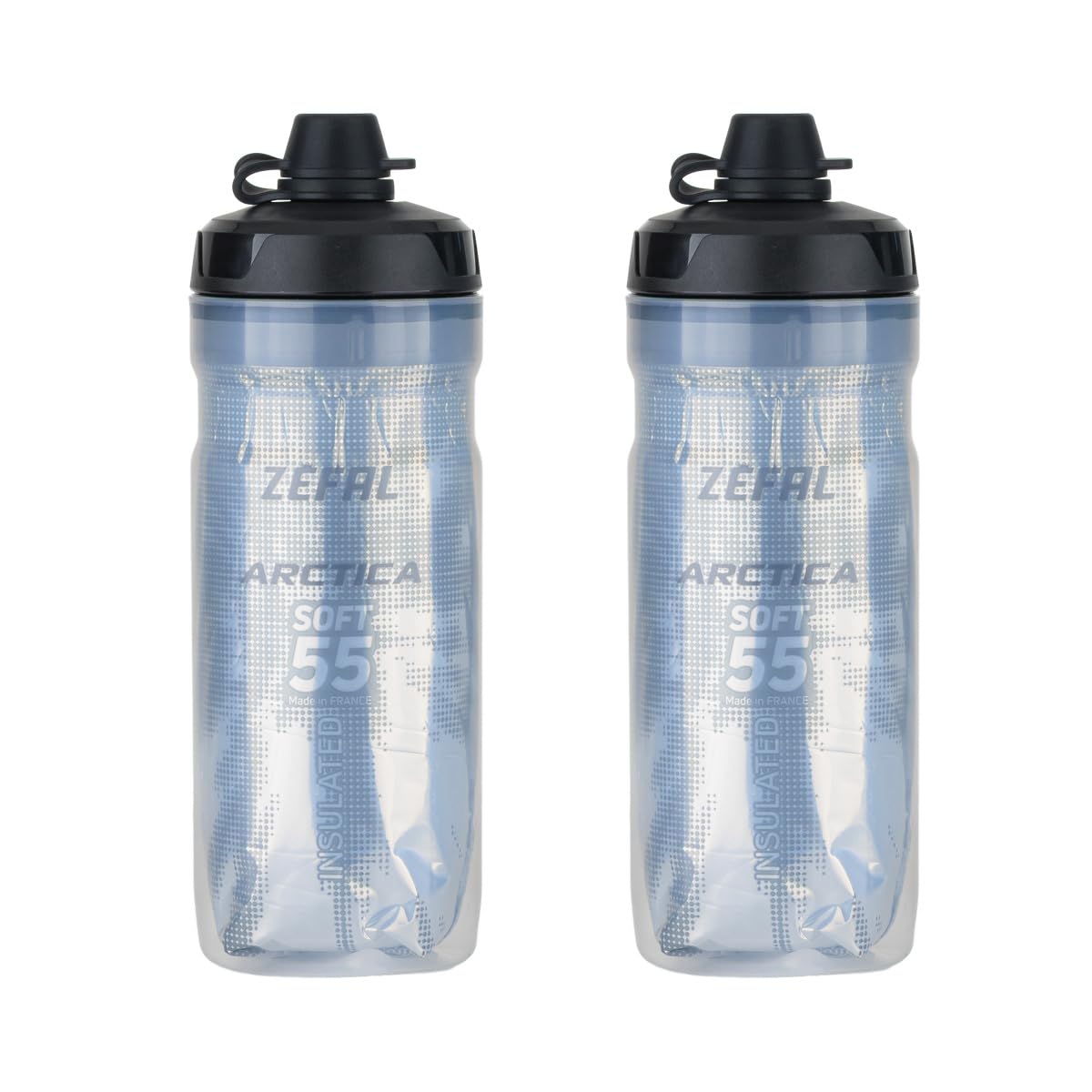 Zefal Arctica SC55 Insulated Cycling Water Bottle – Thermal Bottle Keeps Drinks Cold or Warm, Lockable Valve, BPA‑Free, Road & MTB - Silver/Black, 2 x 550ml